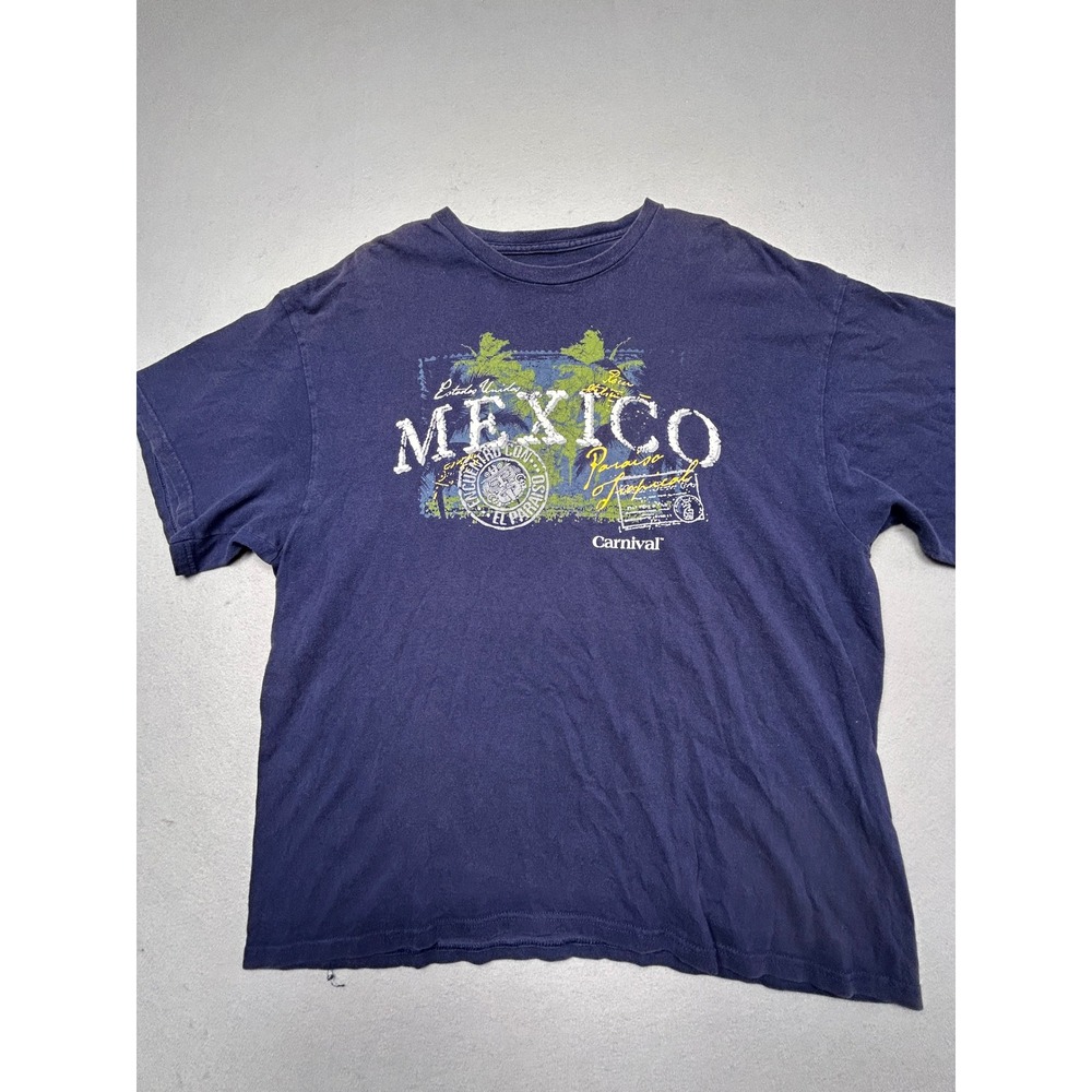 Carnival Cruise Line T-Shirt Cotton Navy Blue Mexico Graphic XL Mens